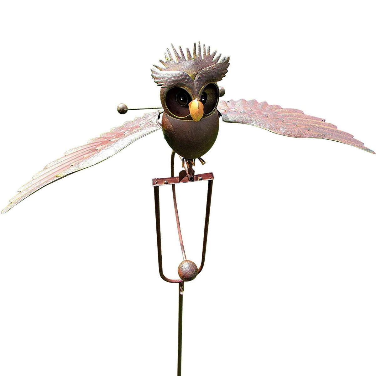 Metal Owl Wind Spinner with Flapping Wings - Digwee