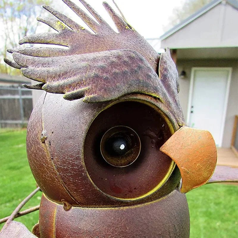 Metal Owl Wind Spinner with Flapping Wings - Digwee