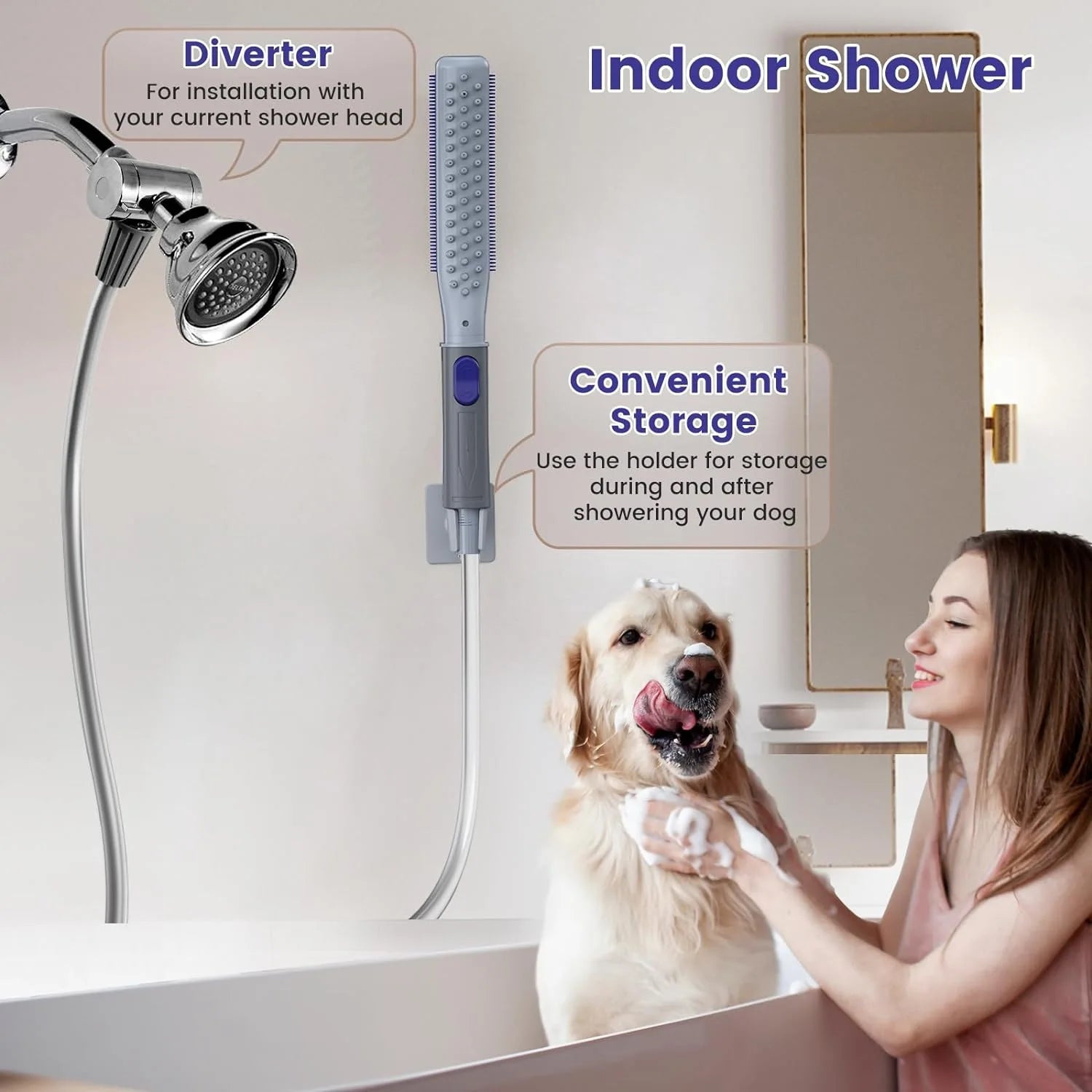 Pet Bathing Brush with Showerhead and Massage - Digwee