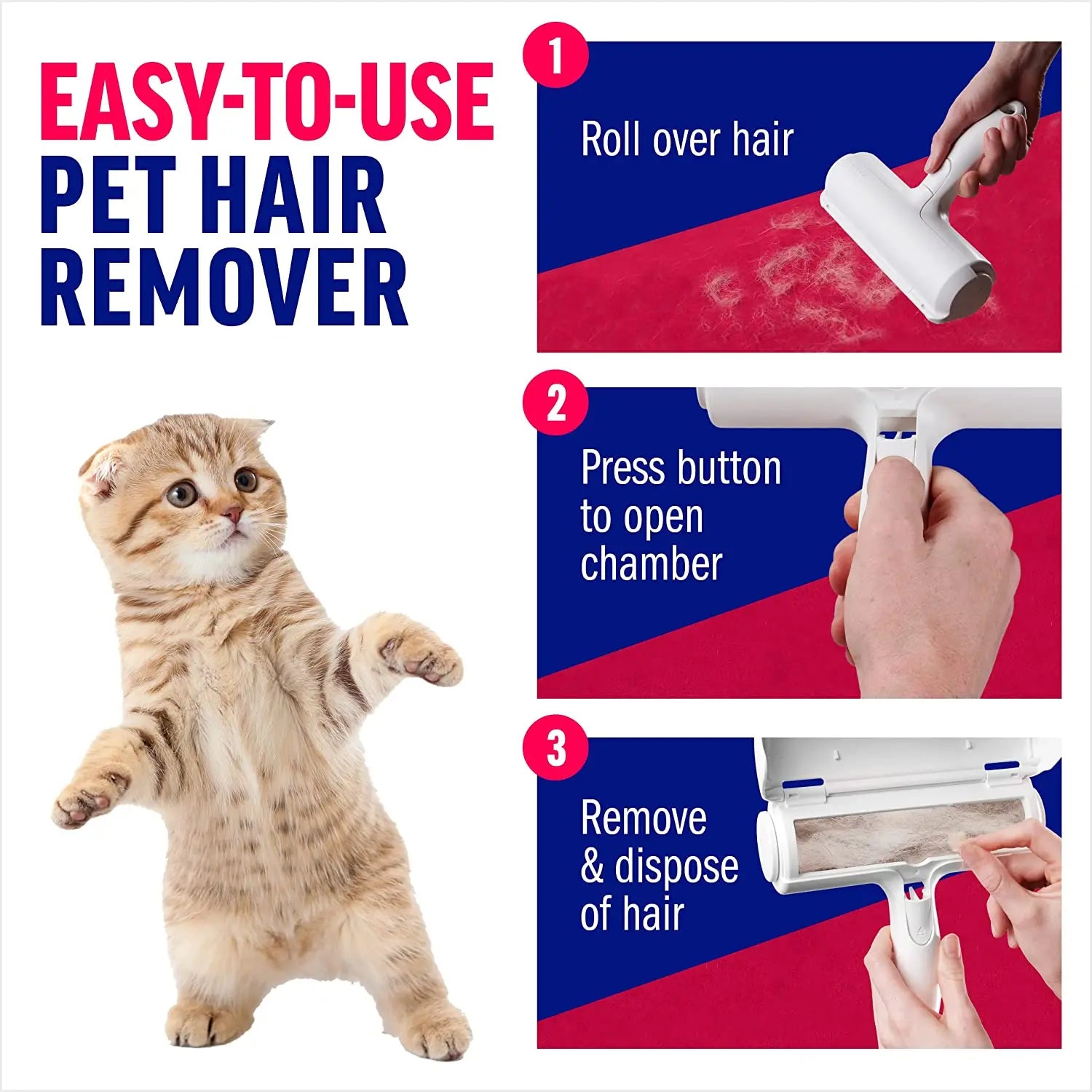 Pet Hair Remover Roller with Self - Cleaning Base - Digwee