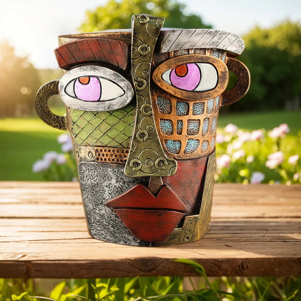 Picasso Abstract Face Resin Flower Pot - Digwee