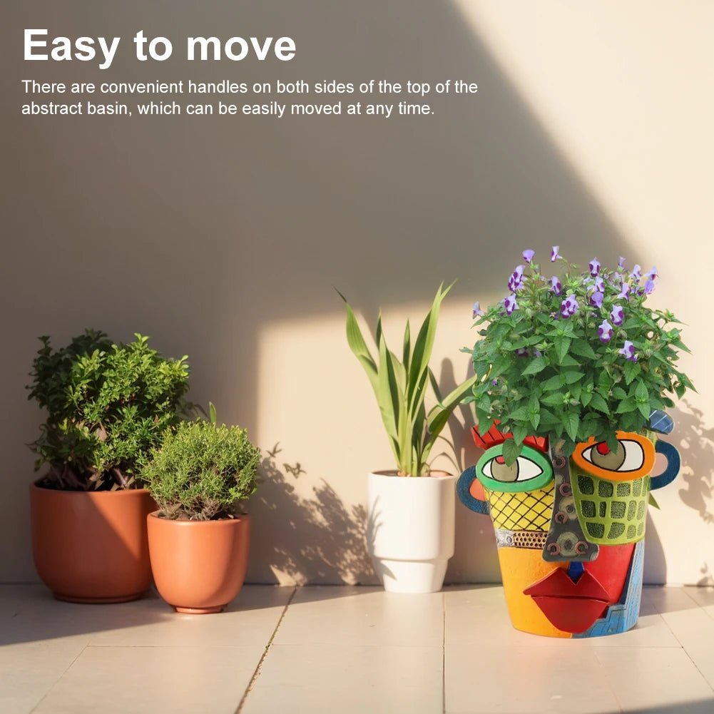 Picasso Abstract Face Resin Flower Pot - Digwee