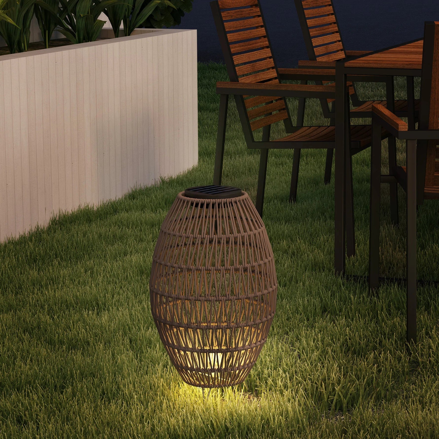 Rattan Solar Lantern Light for Outdoor Garden - Digwee