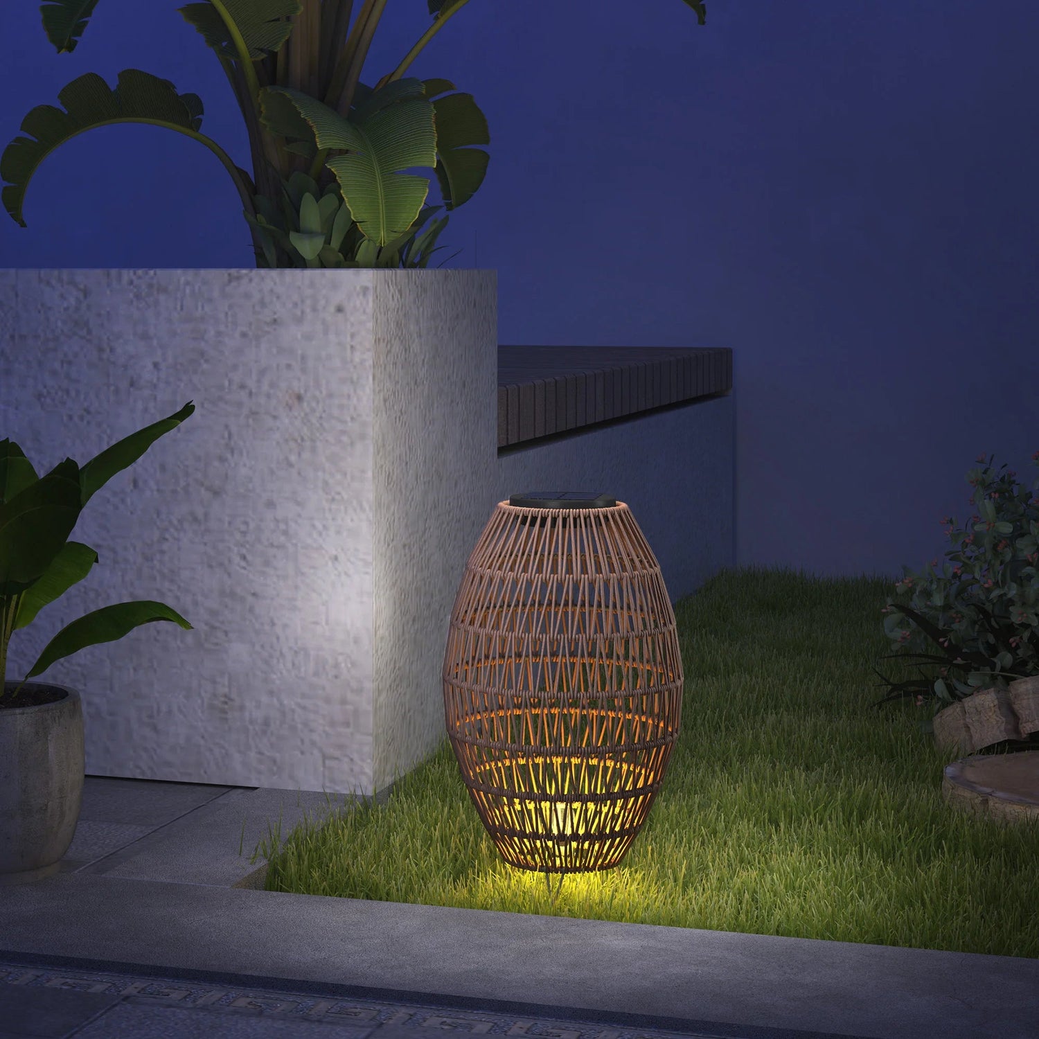 Rattan Solar Lantern Light for Outdoor Garden - Digwee