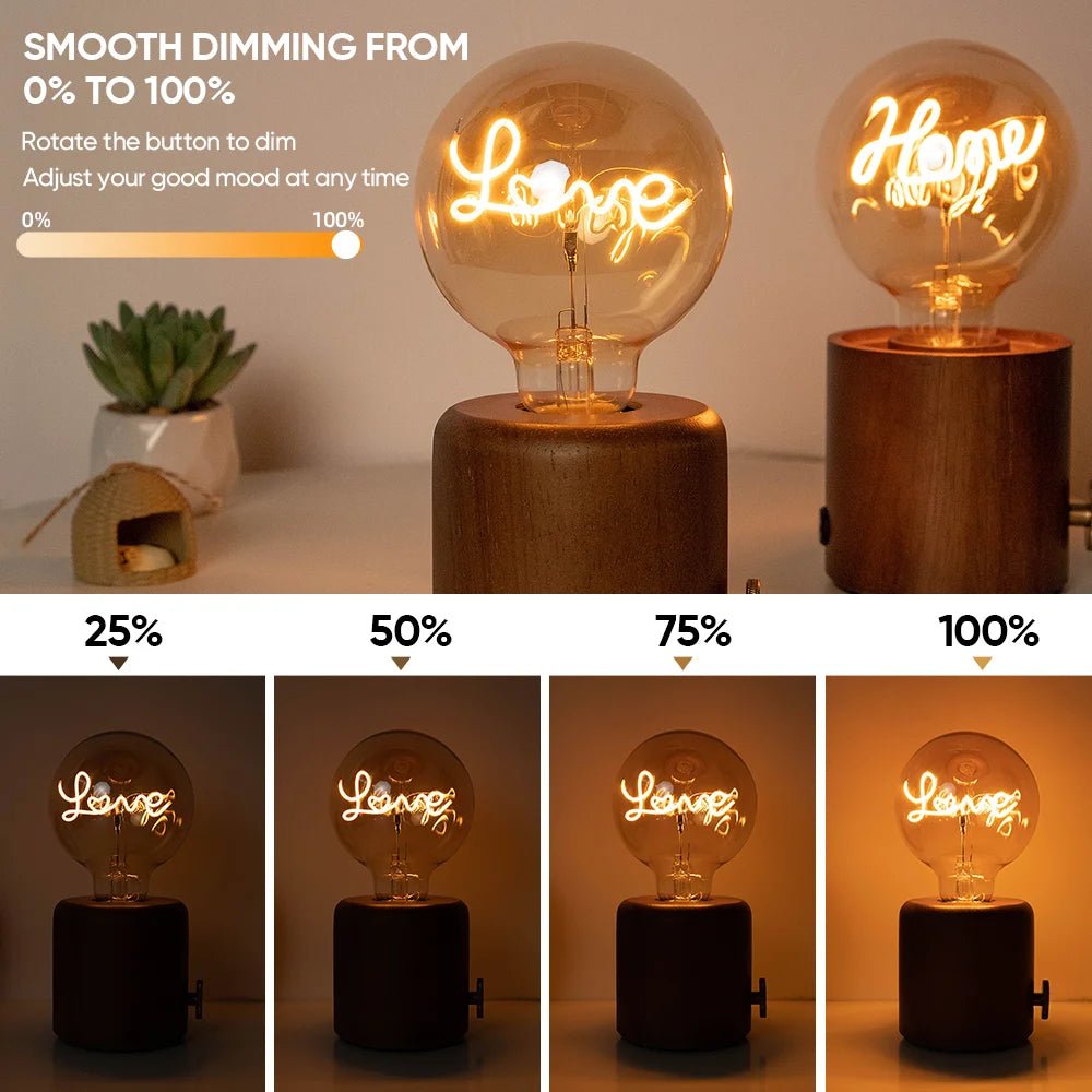 Retro Amber Wood Base Vintage Table Lamp - Digwee