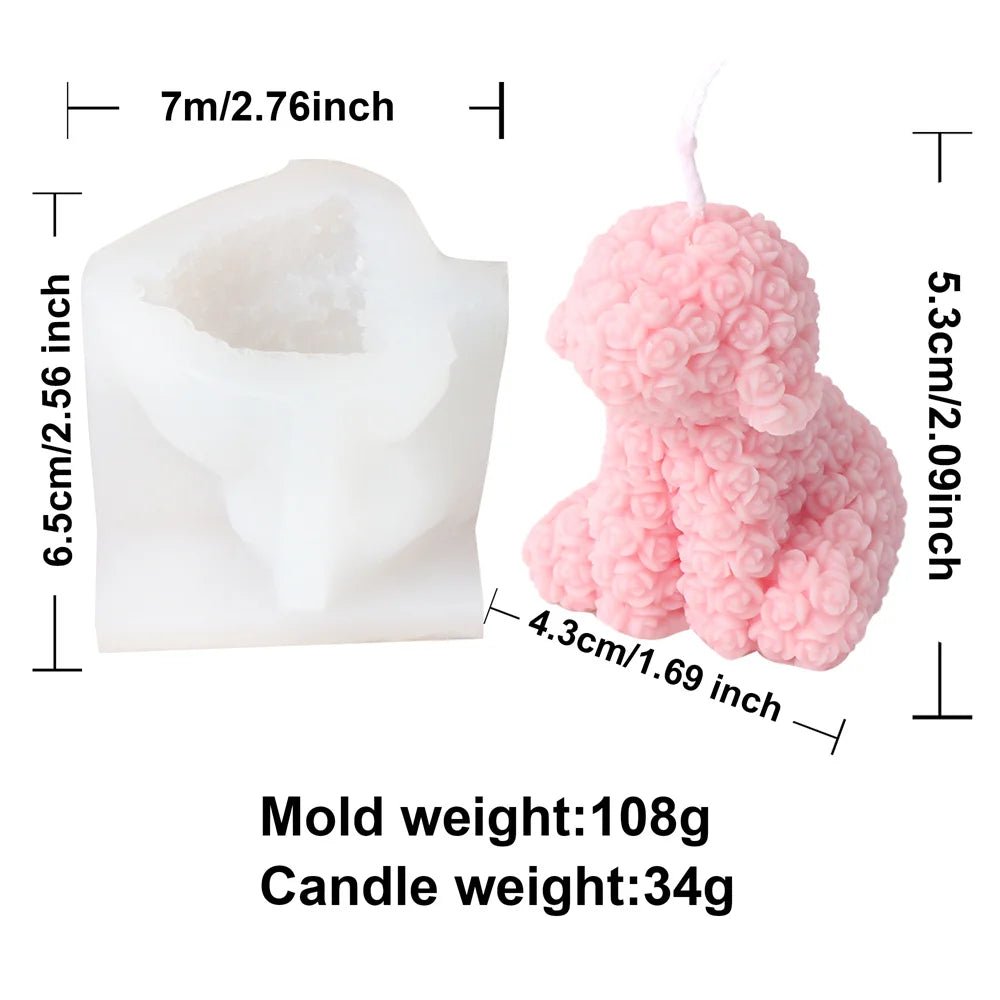 Rose Bear Silicone Candle Mold - Digwee