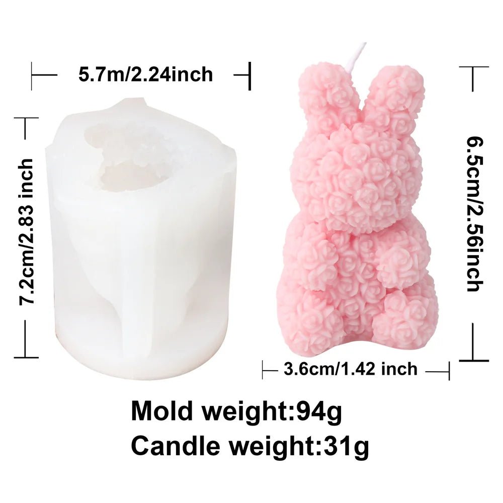 Rose Bear Silicone Candle Mold - Digwee