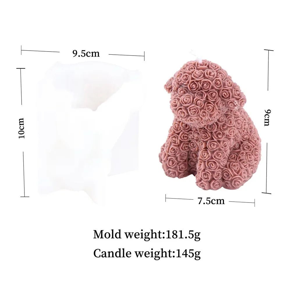 Rose Bear Silicone Candle Mold - Digwee