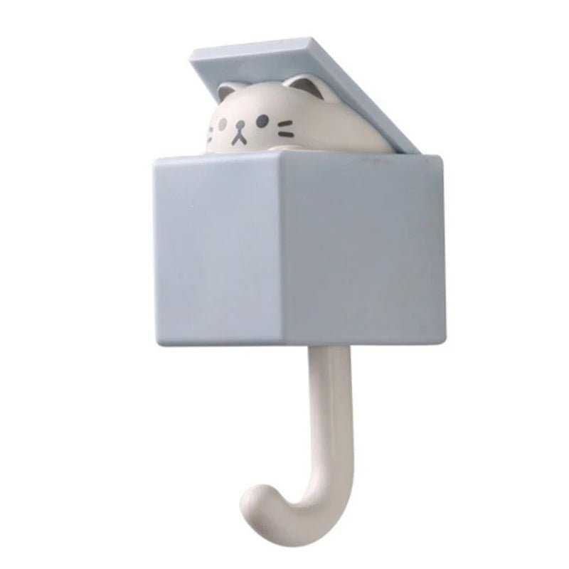 Self - Adhesive Cartoon Cat Wall Hook Rack - Digwee