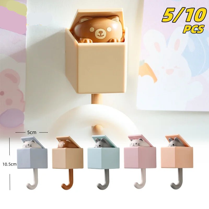 Self - Adhesive Cartoon Cat Wall Hook Rack - Digwee