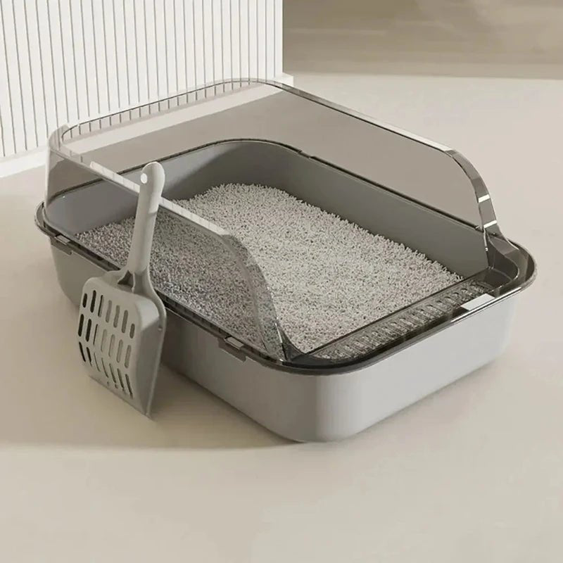 Semi - Enclosed Cat Litter Box with Scoop - Digwee