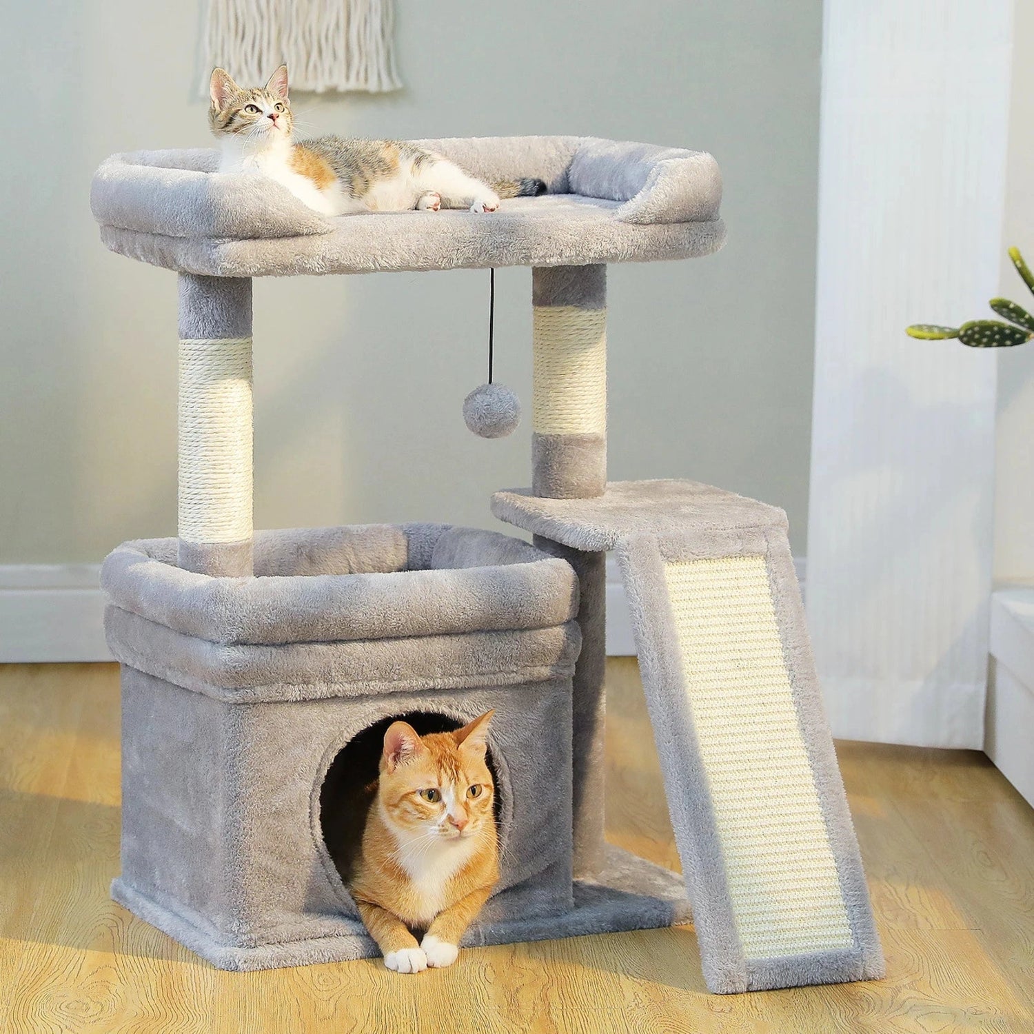 Small Indoor Cat Tree with Scratching Post - Digwee