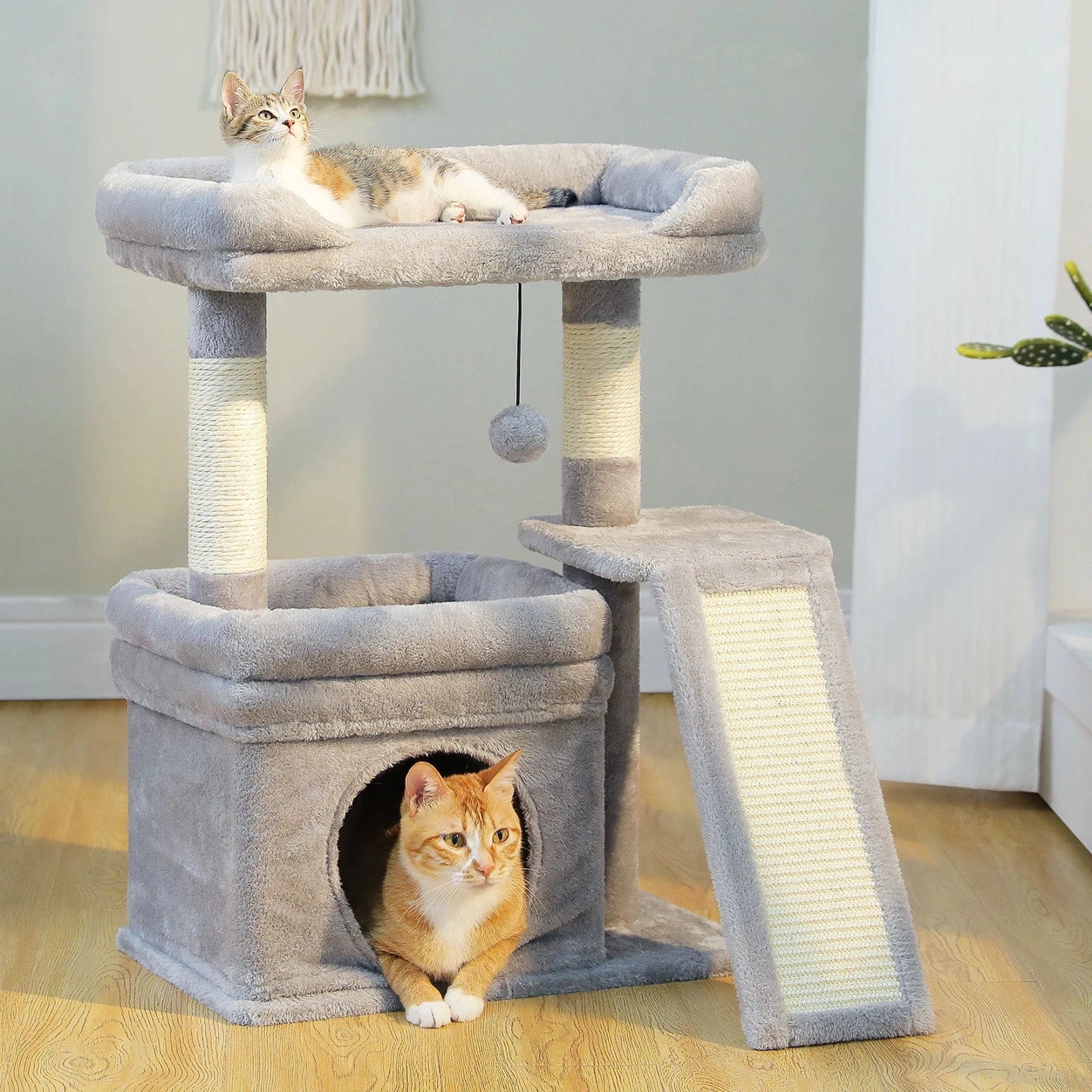 Small Indoor Cat Tree with Scratching Post - Digwee