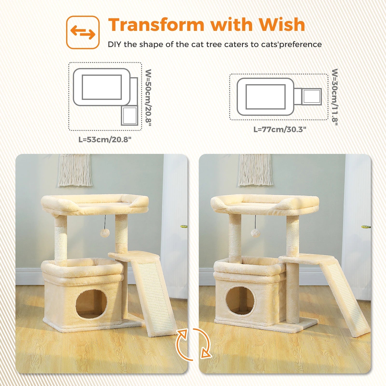 Small Indoor Cat Tree with Scratching Post - Digwee