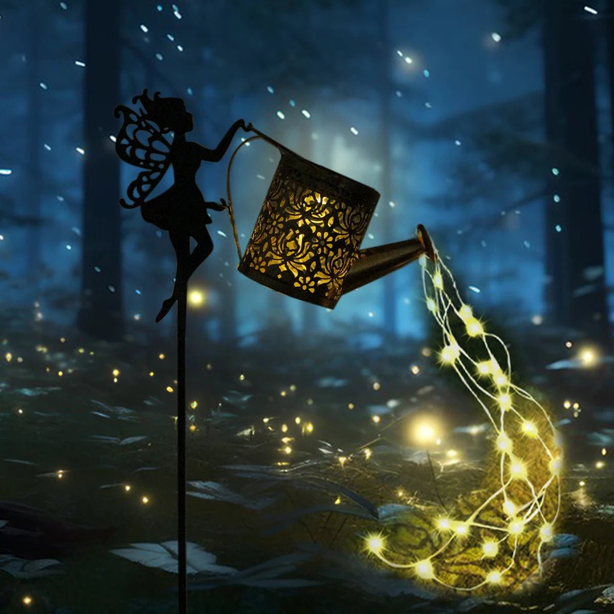 Solar Fairy Watering Can Garden Statue - Digwee