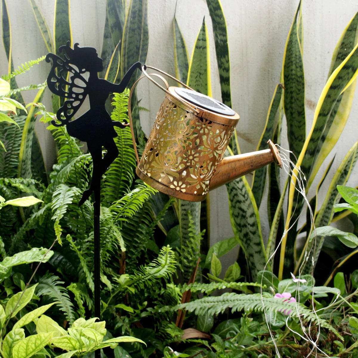 Solar Fairy Watering Can Garden Statue - Digwee
