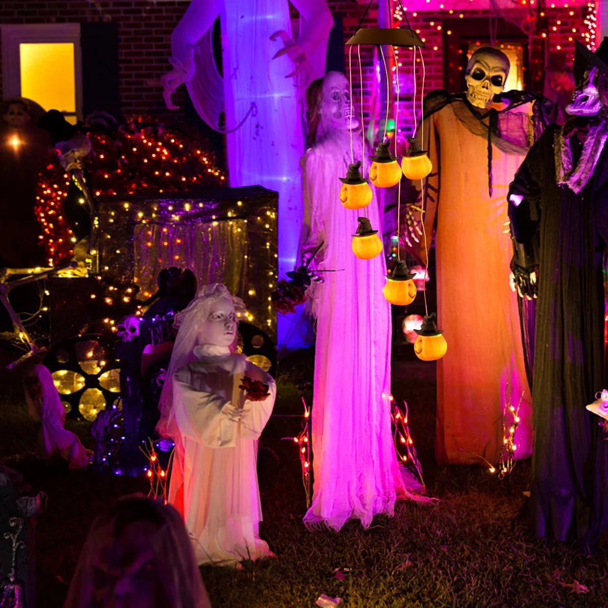 Solar Halloween Pumpkin Wind Chime Light - Digwee