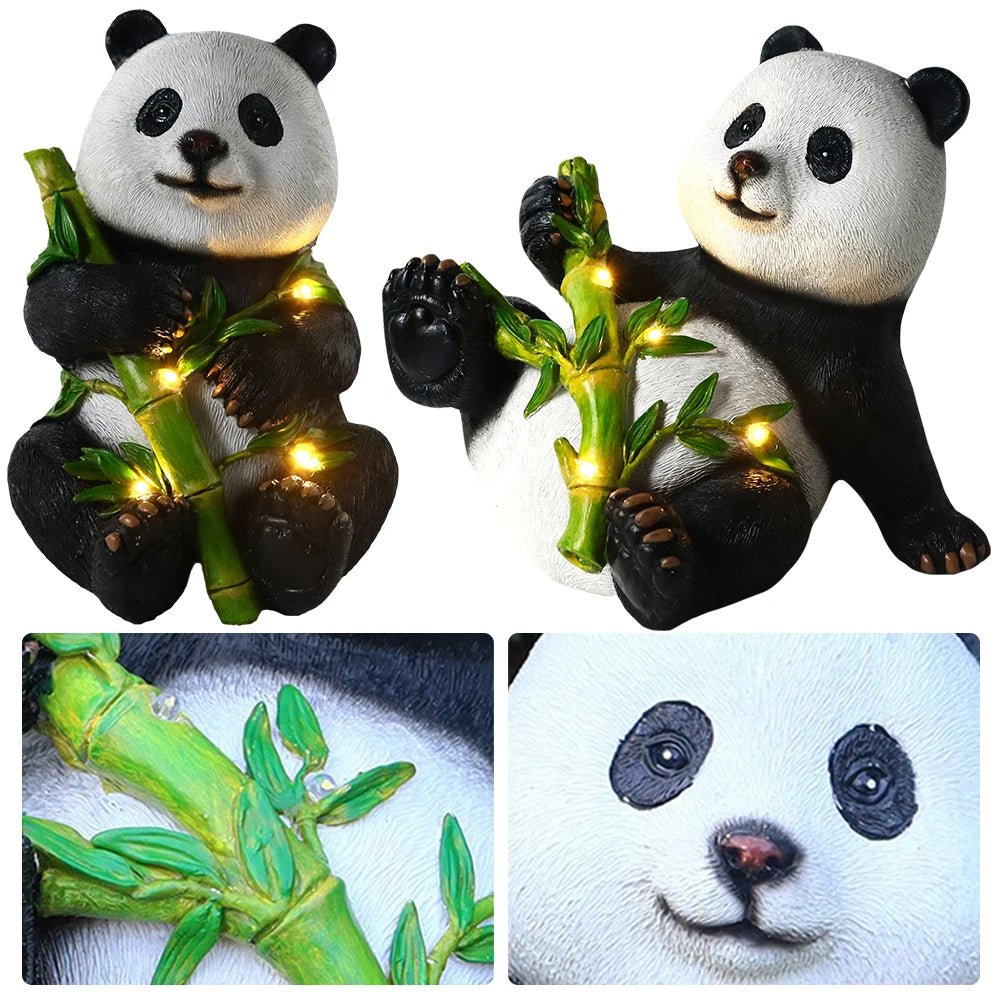 Solar Panda Statue with Waterproof LED Light - Digwee