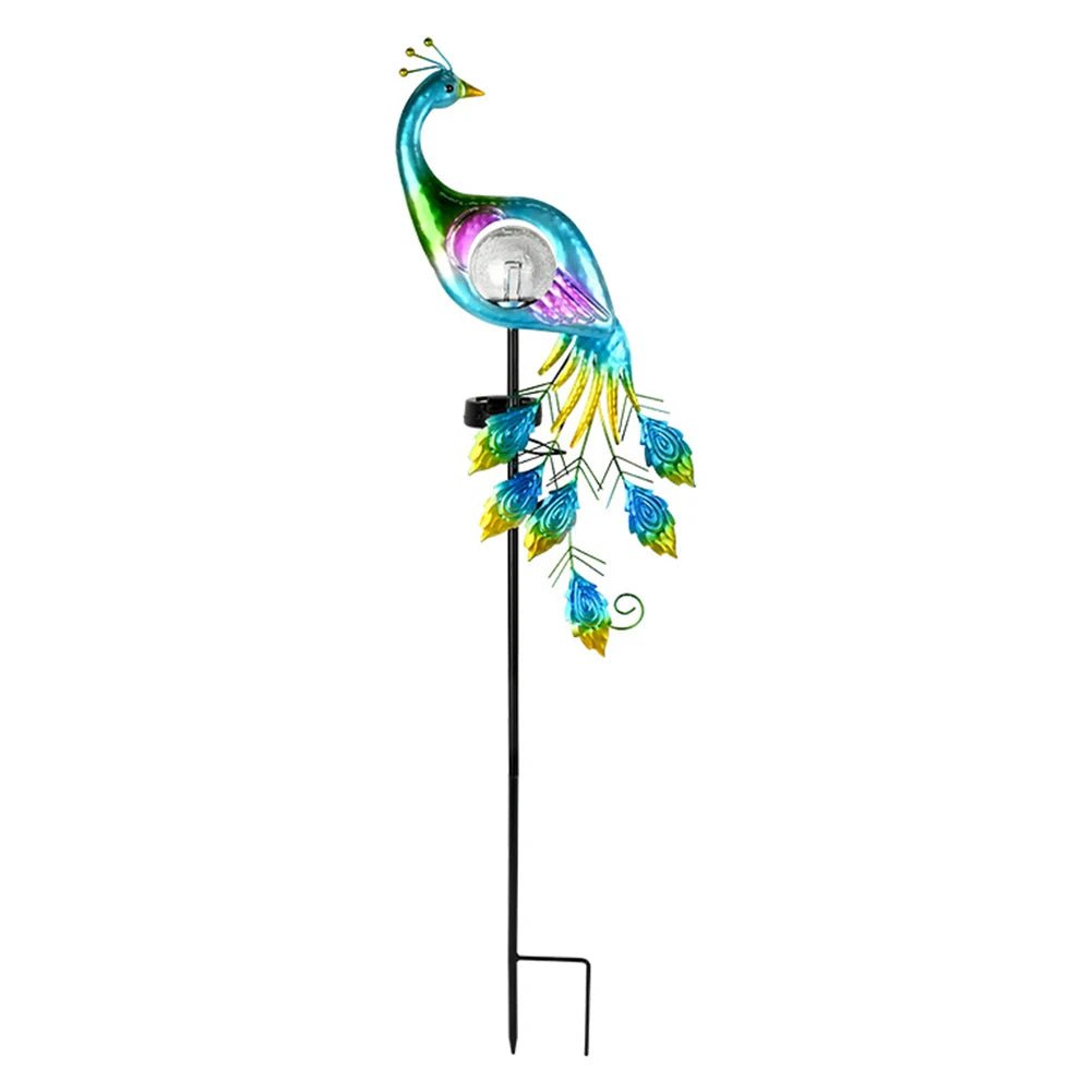 Solar Peacock Garden Stake Light with LED Globe - Digwee