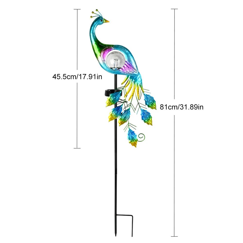 Solar Peacock Garden Stake Light with LED Globe - Digwee