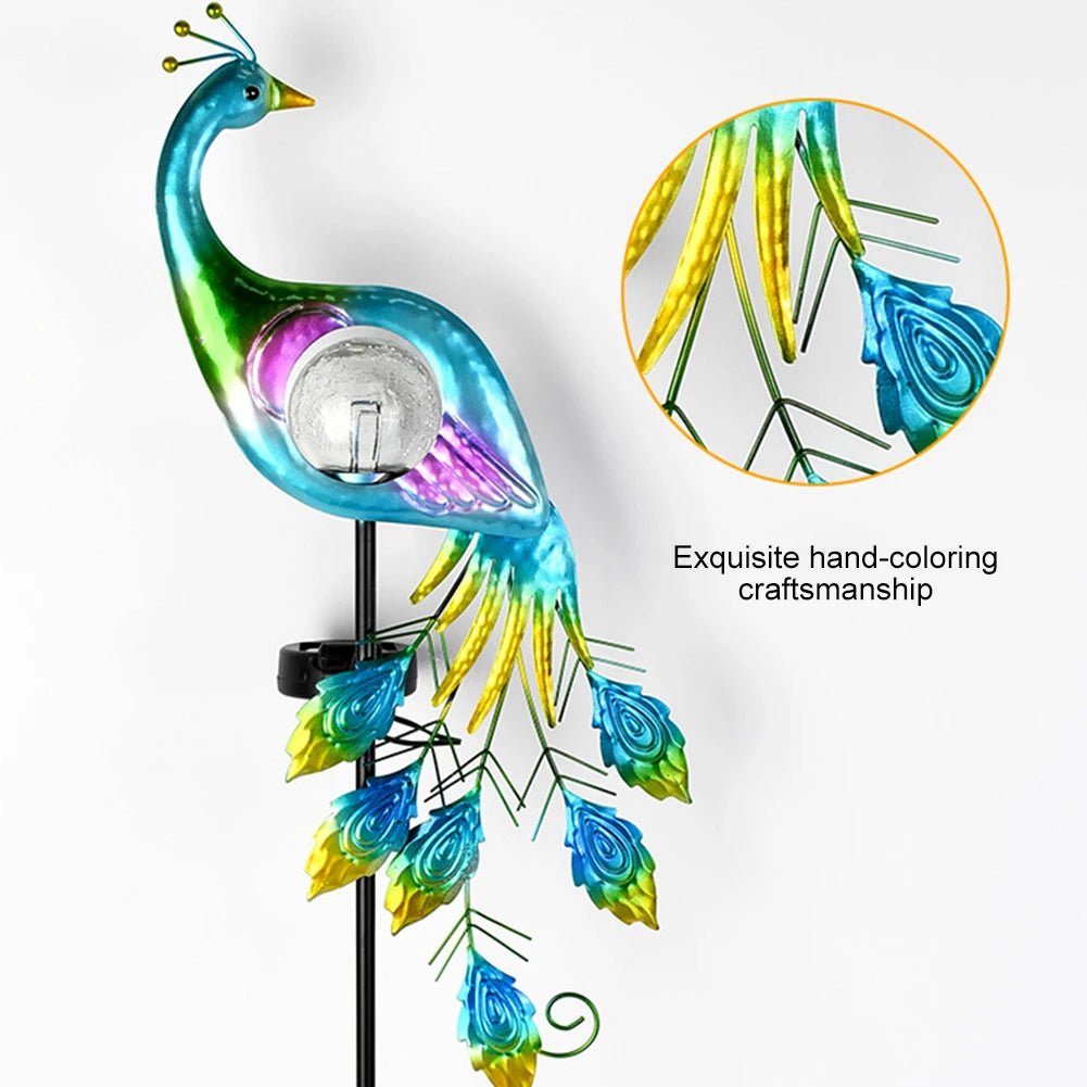 Solar Peacock Garden Stake Light with LED Globe - Digwee