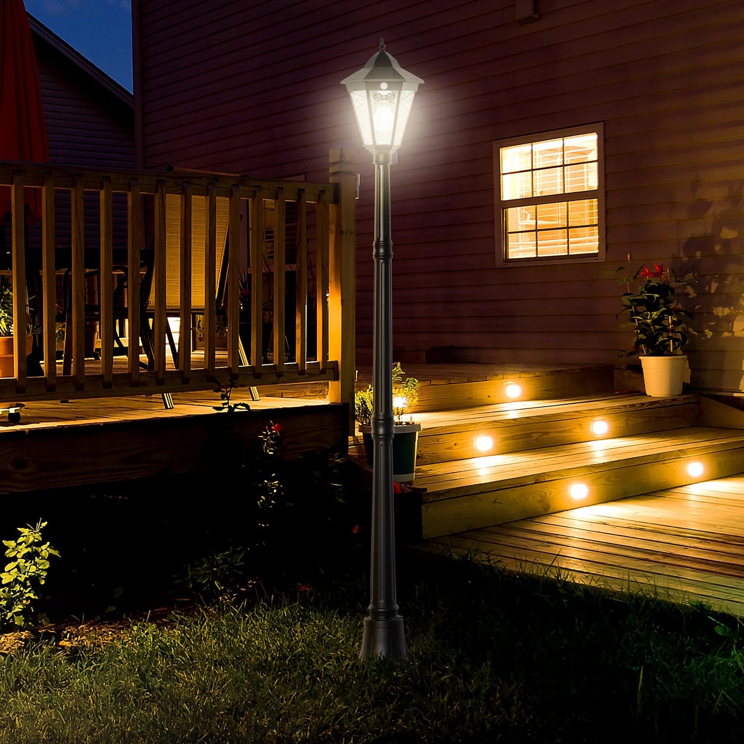 Solar - Powered Garden Lamp Post with LED Lantern - Digwee