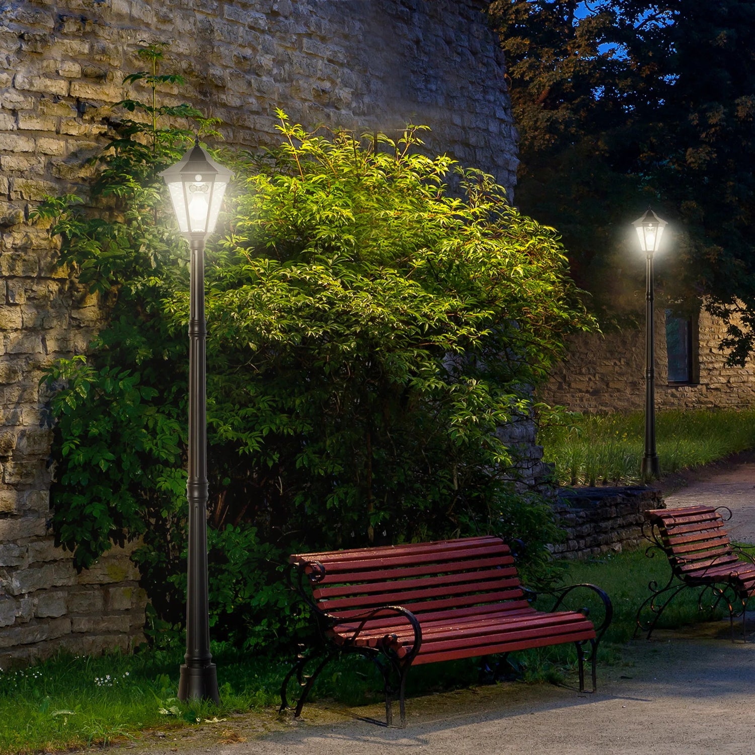 Solar - Powered Garden Lamp Post with LED Lantern - Digwee