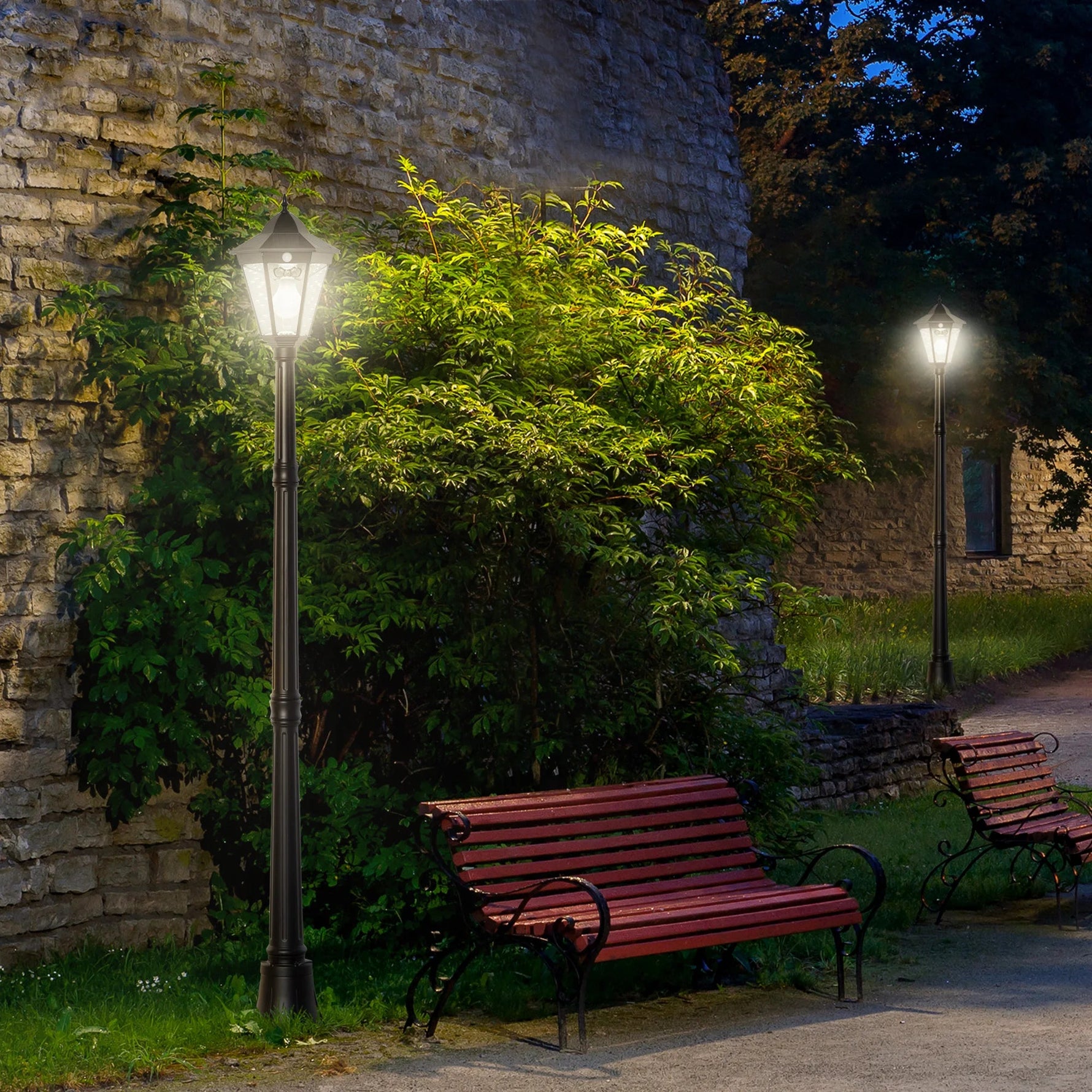 Solar - Powered Garden Lamp Post with LED Lantern - Digwee
