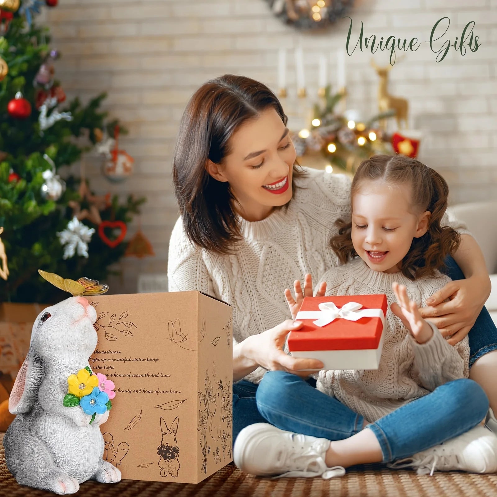 Solar Rabbit Statue with Butterfly Light - Digwee