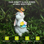 Solar Rabbit Statue with Butterfly Light - Digwee