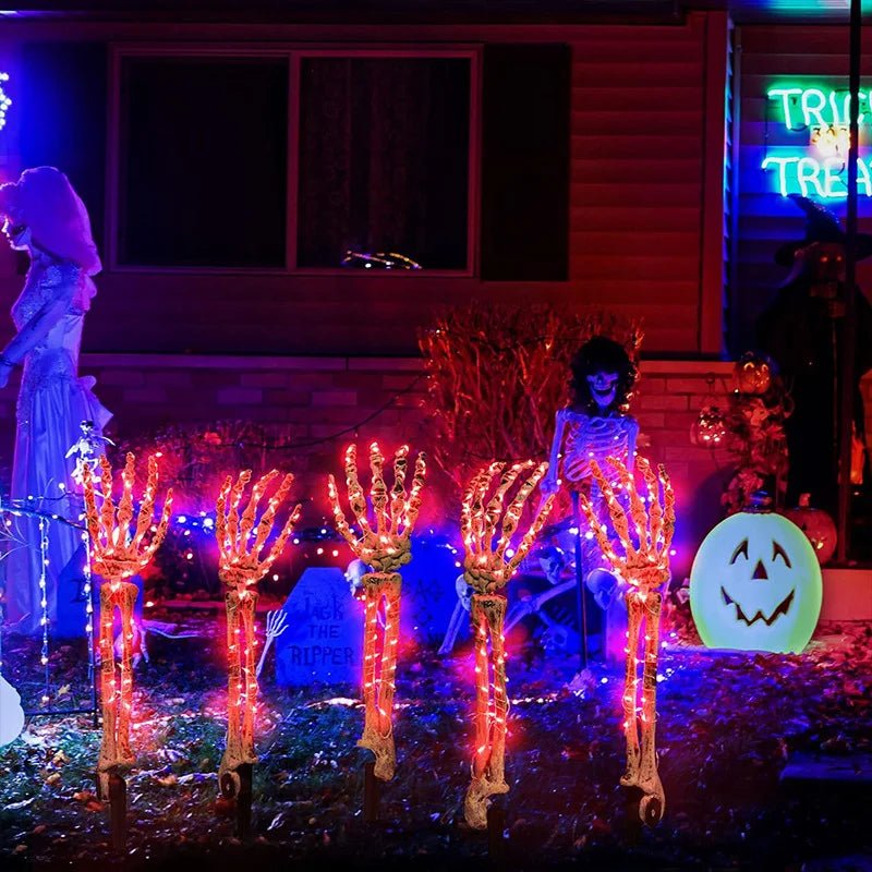 Solar Skeleton Arm Stakes for Halloween Decor - Digwee