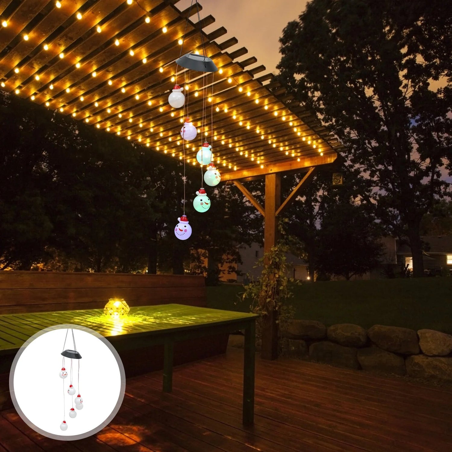 Solar Snowman Wind Chime Light for Gardens - Digwee