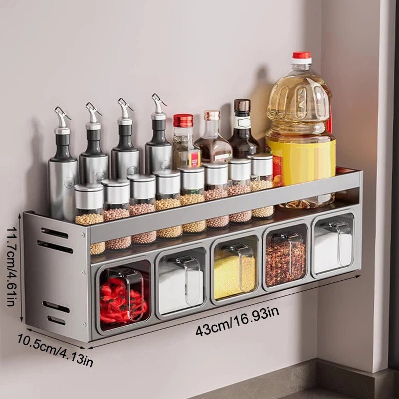 Stainless Steel Wall - Mounted Kitchen Spice Rack - Digwee
