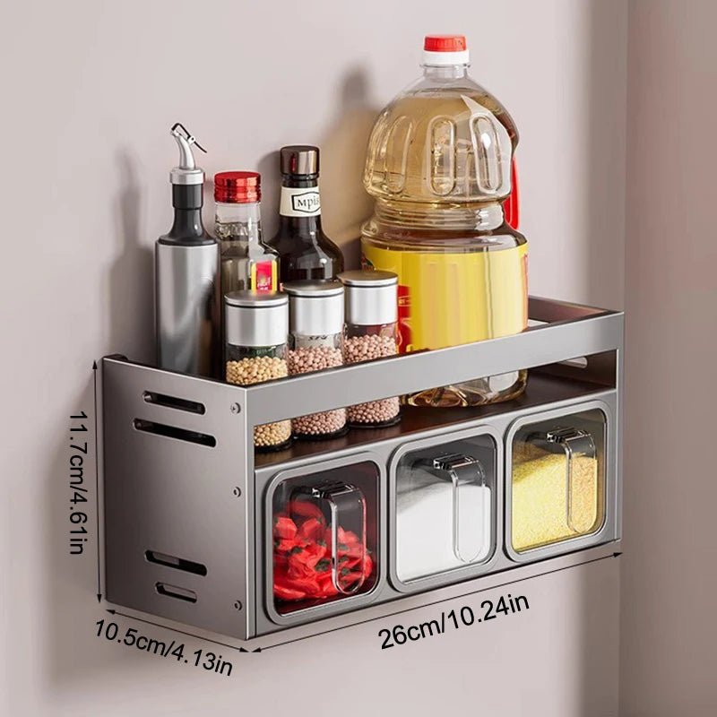 Stainless Steel Wall - Mounted Kitchen Spice Rack - Digwee