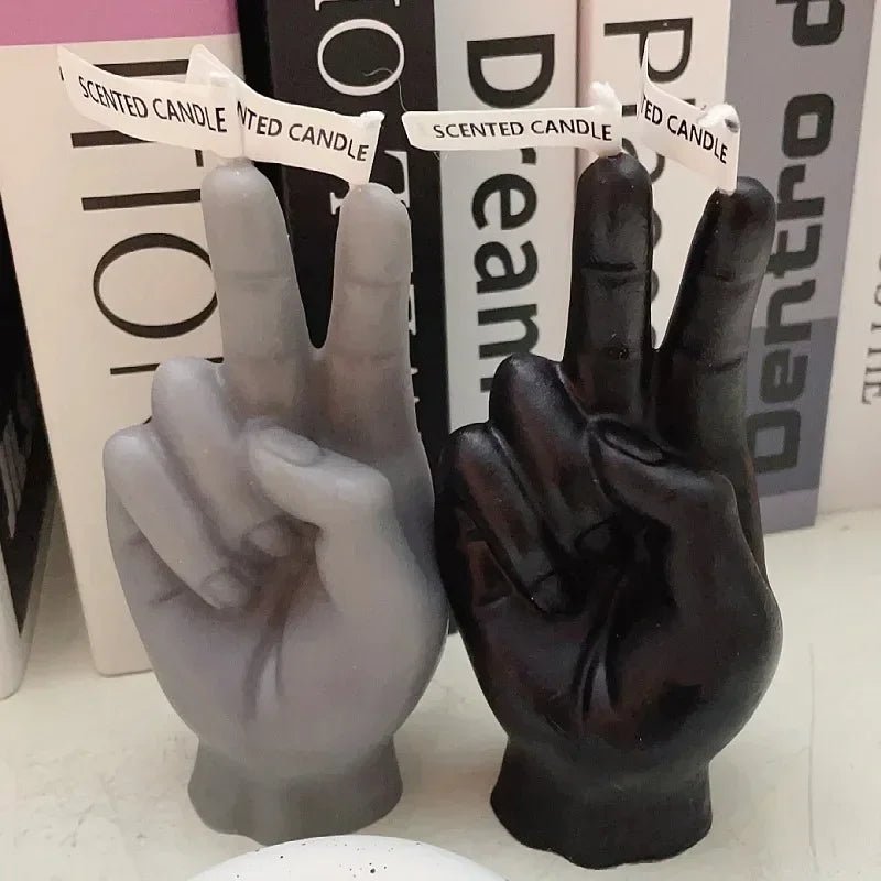 Victory Hand Gesture Scented Soy Wax Candle - Digwee