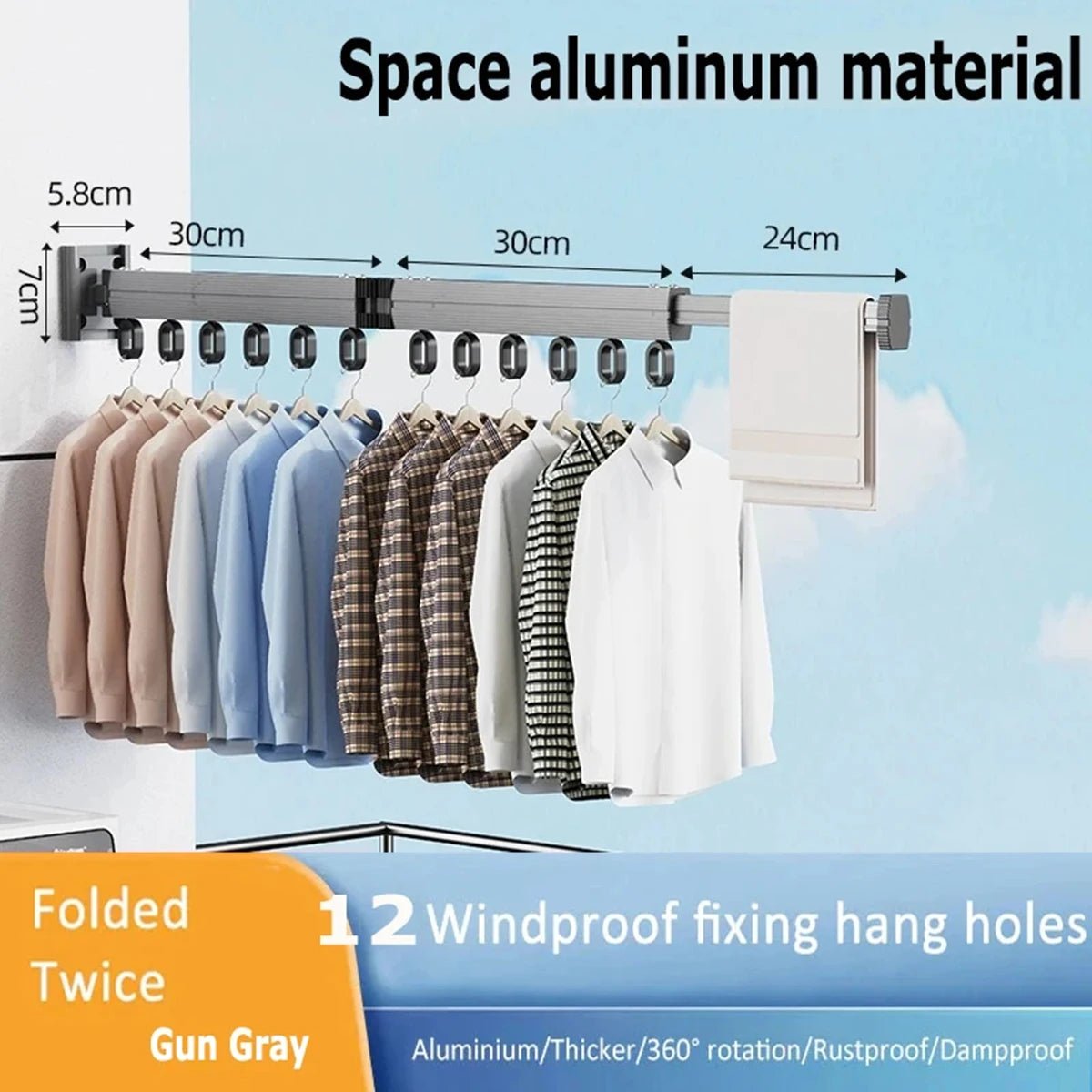 Wall - Mounted Folding Clothes Drying Rack - Digwee
